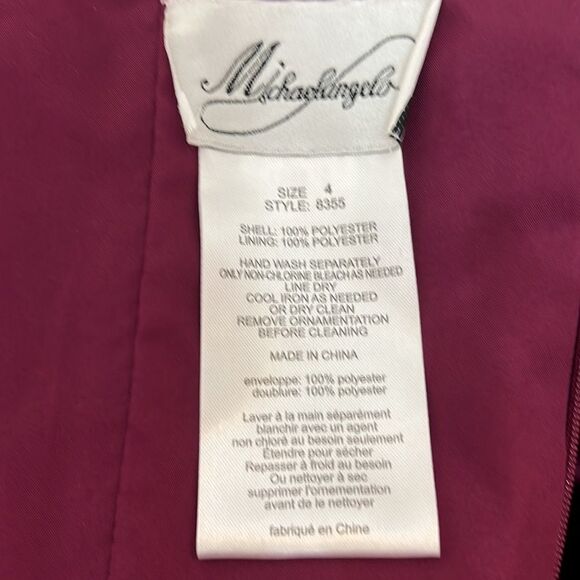 Michaelangelo Size 4 Dress Strapless Burgundy Diamond Belted Accent Formal Prom - Picture 10 of 12
